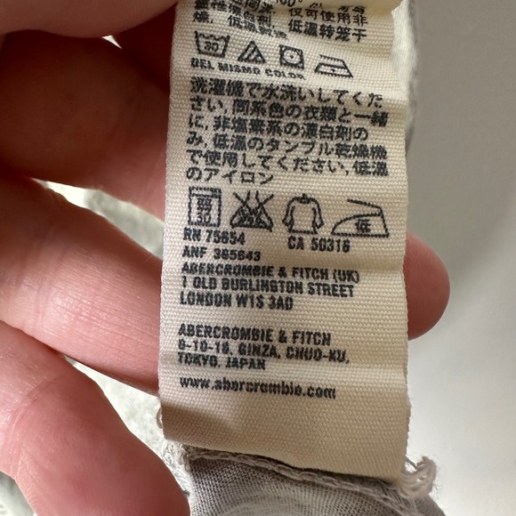 Y2K Abercrombie Fitch Shirt Women Small Gray Short Sleeve Deep V Neck Hood FLAW - Picture 6 of 8